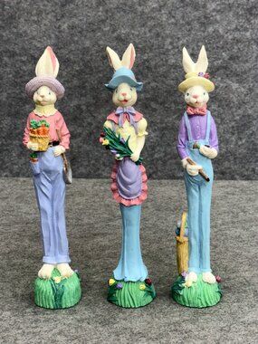 Set of 3 Vintage Windsor Collection Easter Bunny Pencil Figurines 12” Tall